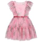 Girls Pink Rose Tulle Dress, 1, hi-res