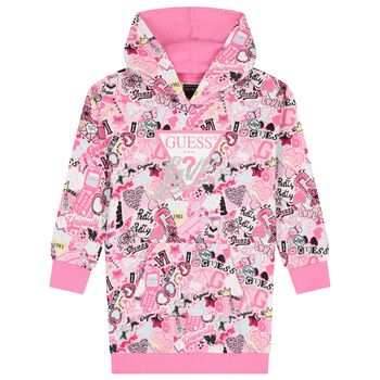 Girls Pink Logo Hooded Dress