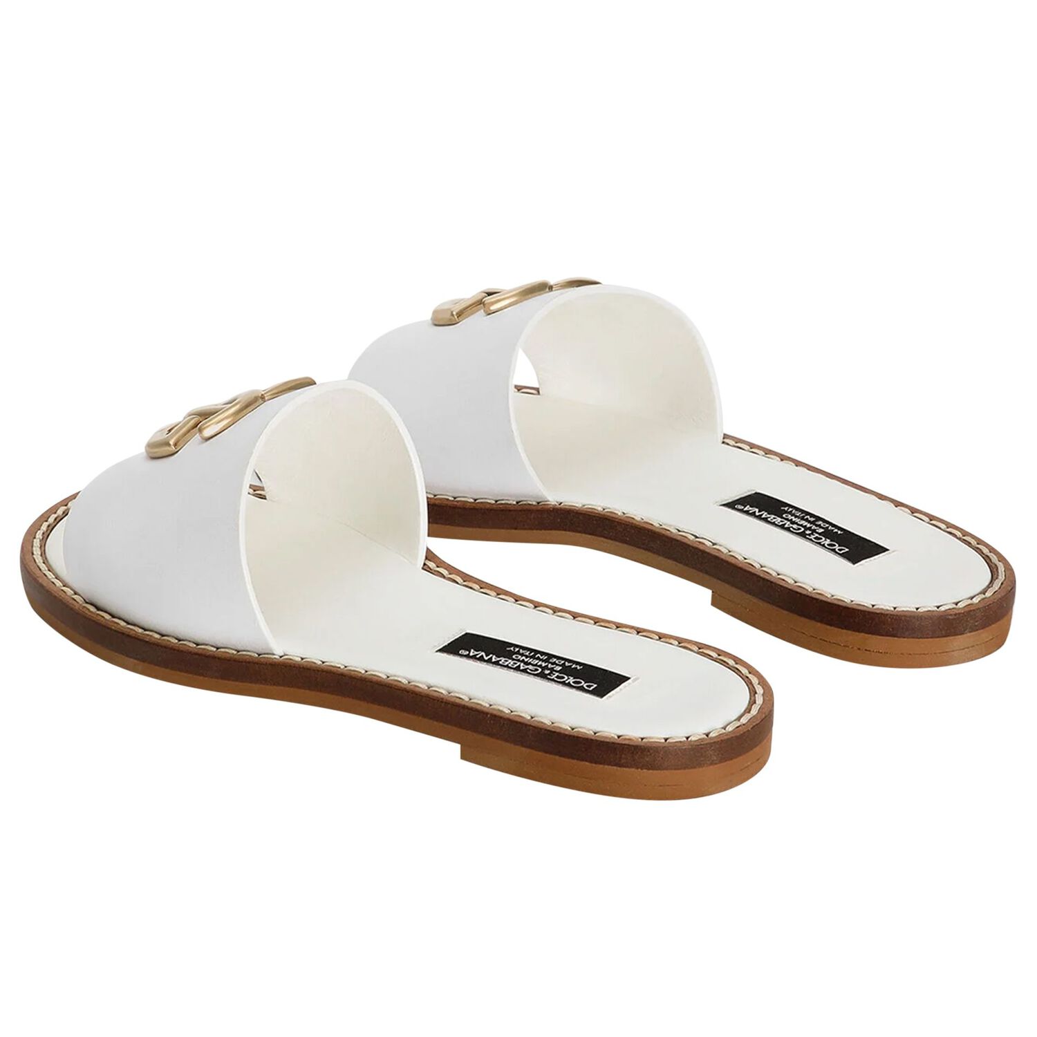 Girls White & Gold Logo Sliders, 1, hi-res