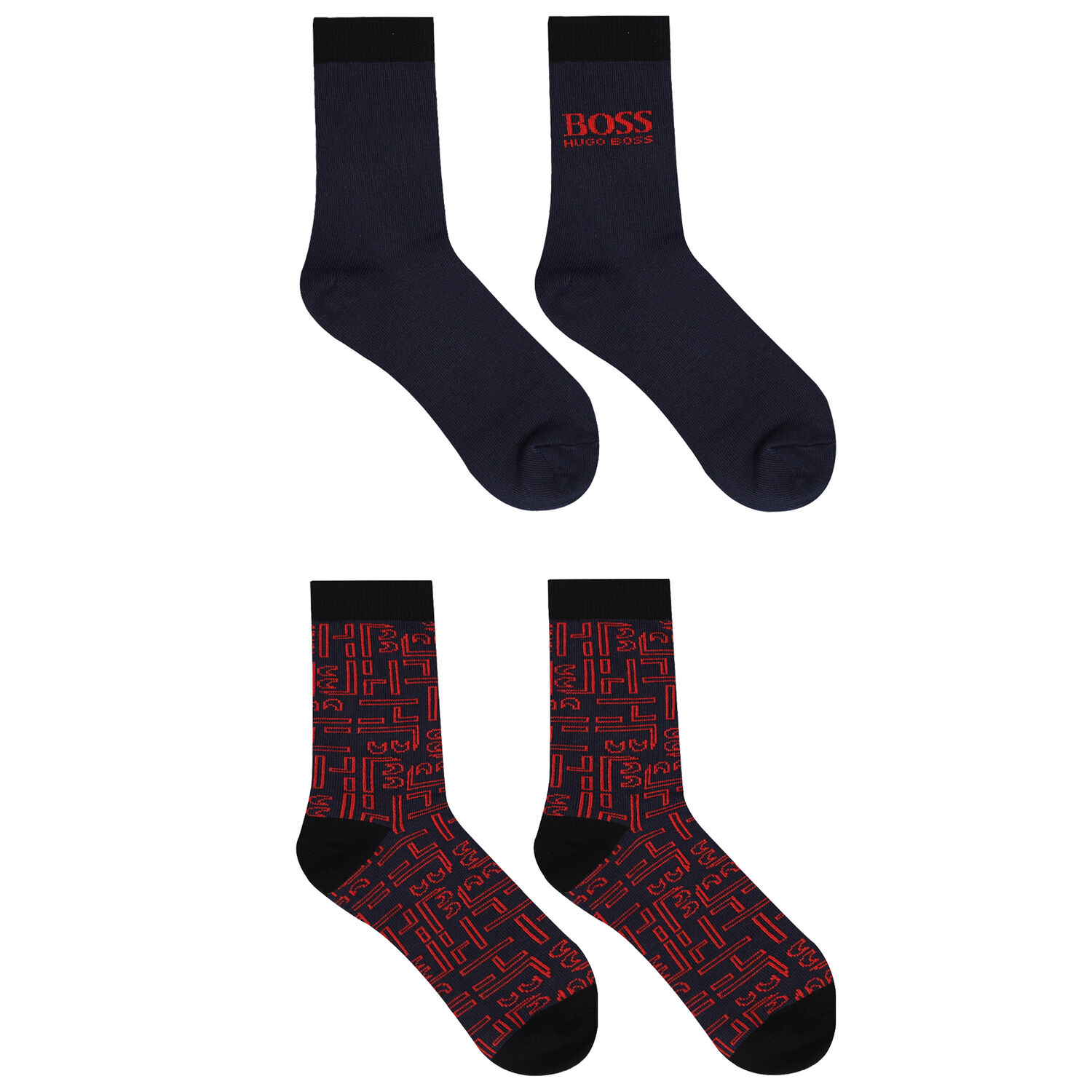 Boys Red & Navy Logo Socks ( 2-Pack ), 1, hi-res