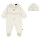 Ivory Teddy Bear Logo Babygrow Set, 1, hi-res