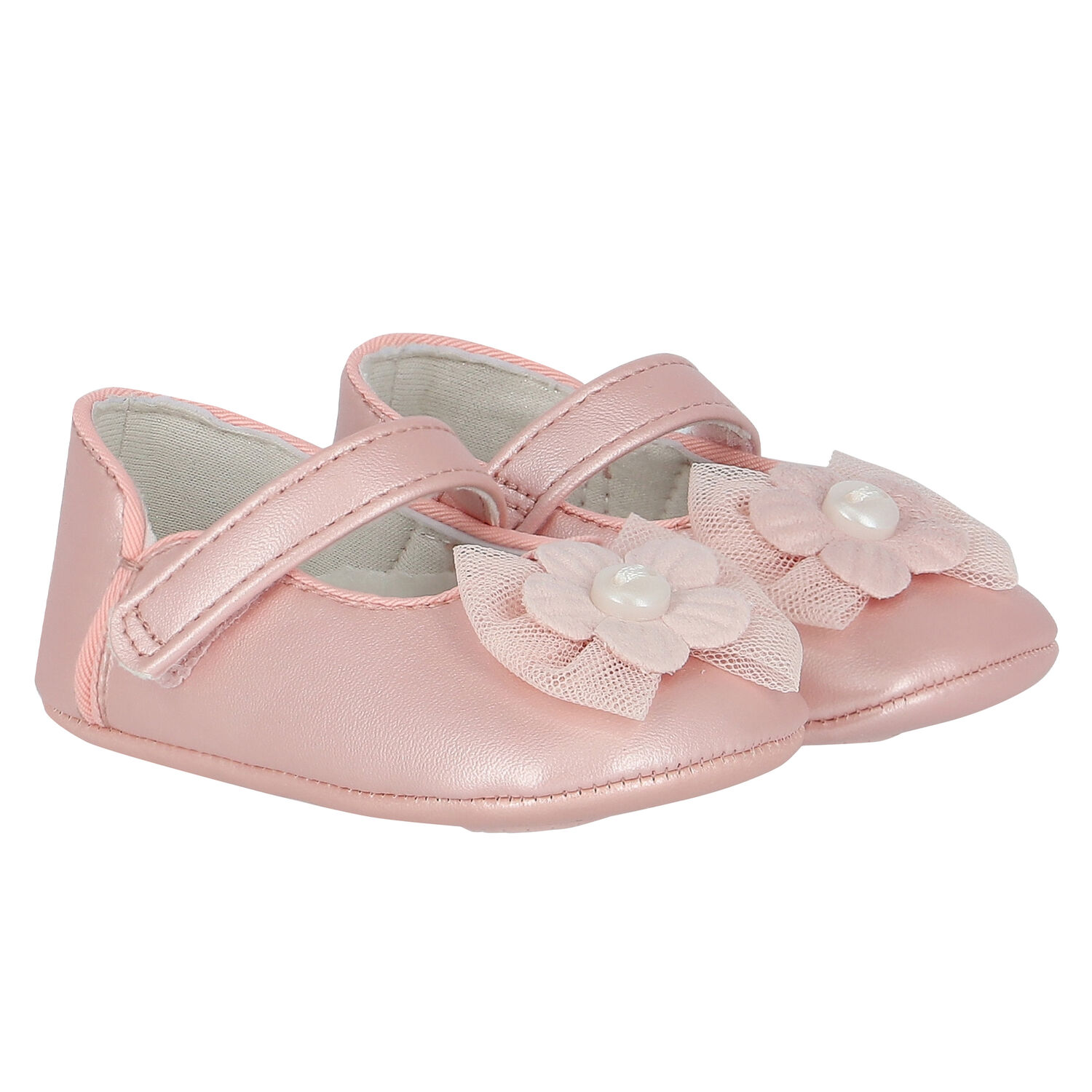 Baby Girls Pink Flower Pre Walker Shoes, 3, hi-res