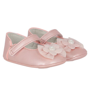 Baby Girls Pink Flower Pre Walker Shoes