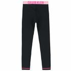 Girls Black Logo Leggings, 1, hi-res
