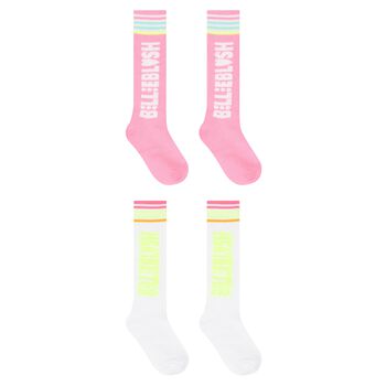 Girls Pink & White Logo Socks ( 2-Pack )