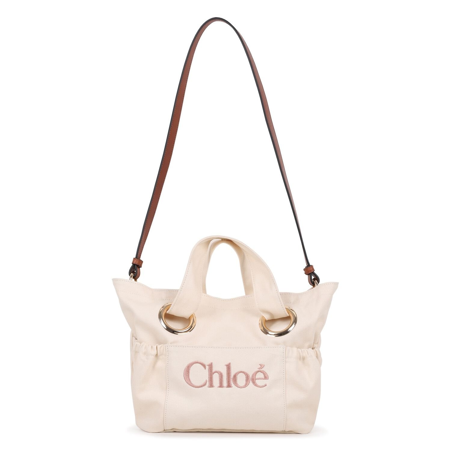 Girls Mini Me Beige Logo Tote Bag, 1, hi-res