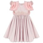 Girls Mirana Pink 3D Rose Sleeve Tulle Dress, 2, hi-res