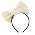 Girls Gold Bow Headband, 1, hi-res