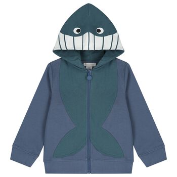 Boys Blue Whale Hooded Zip Up Top
