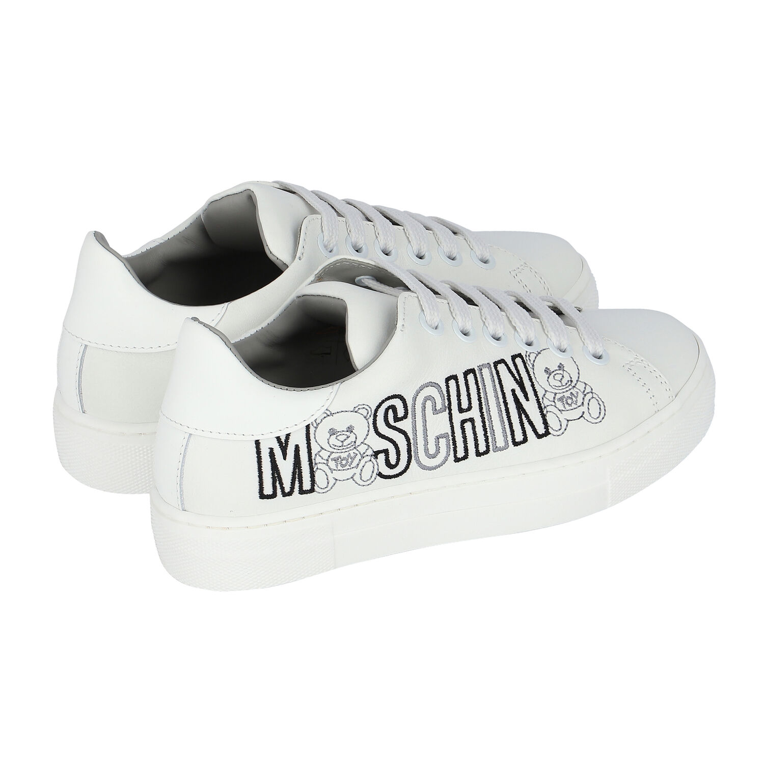 White Logo Leather Trainers, 1, hi-res image number null