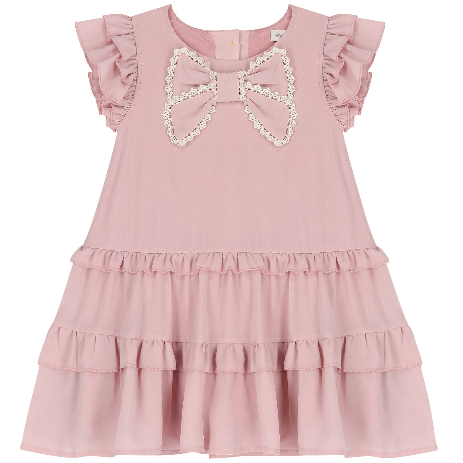 Girls Pink Bow Dress, 2, hi-res