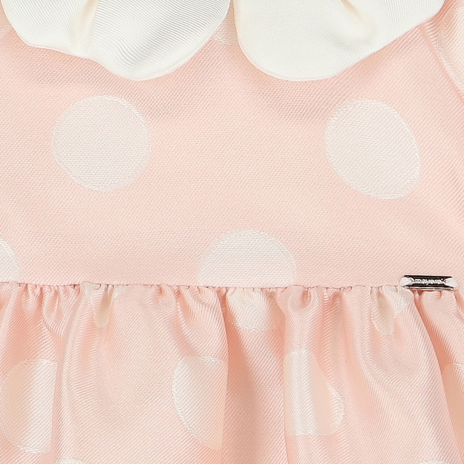 Baby Girls Pink & White Satin Dress, 1, hi-res