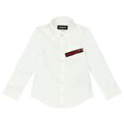 Boys White Logo Shirt, 1, hi-res