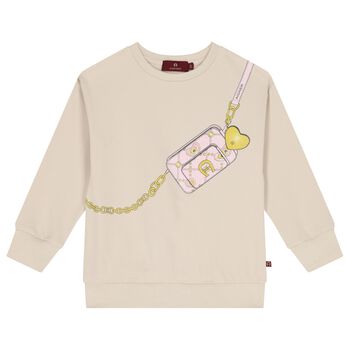 Girls Beige Crossbody Bag Sweatshirt