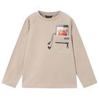 Boys Beige Long Sleeve Top, 2, hi-res