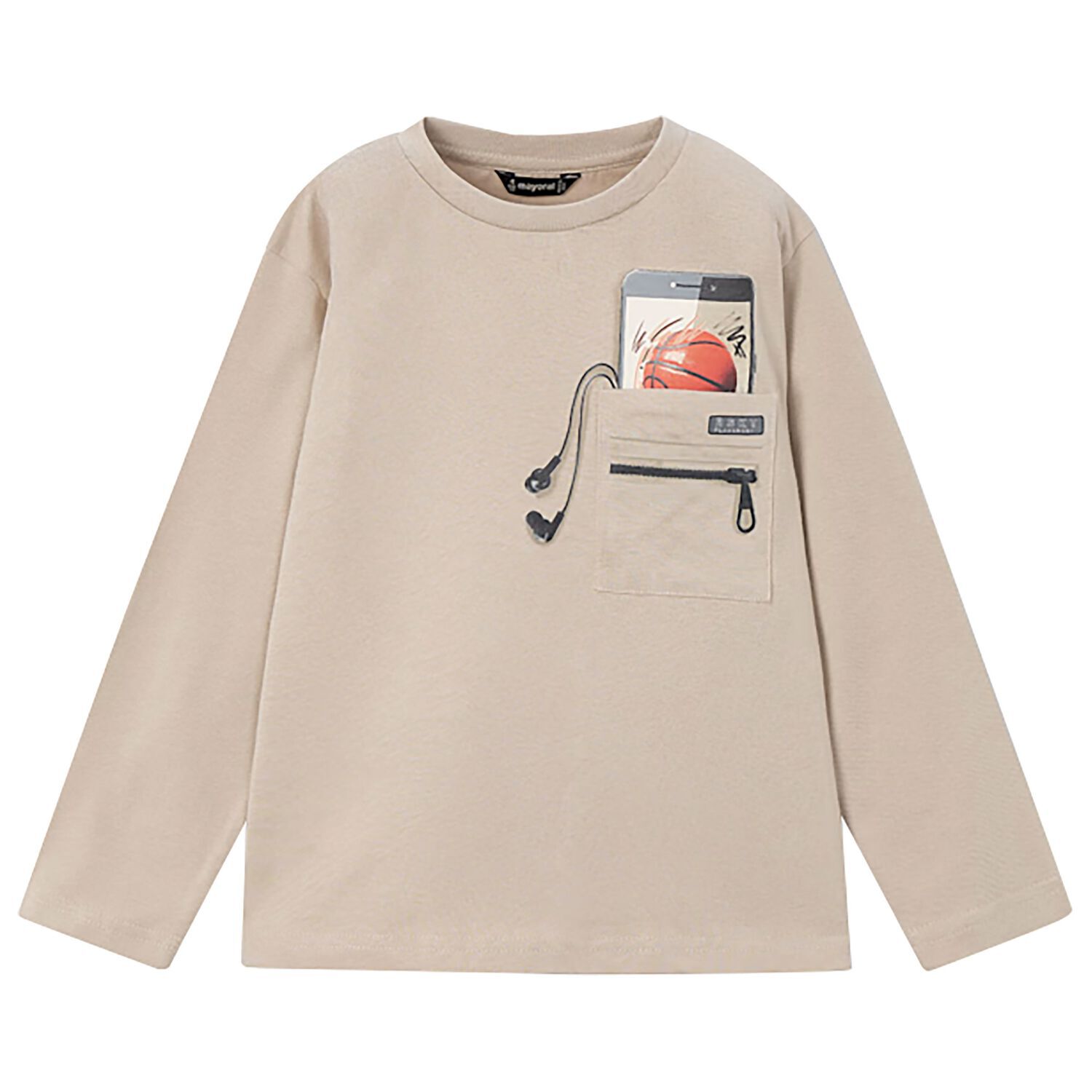 Boys Beige Long Sleeve Top, 2, hi-res