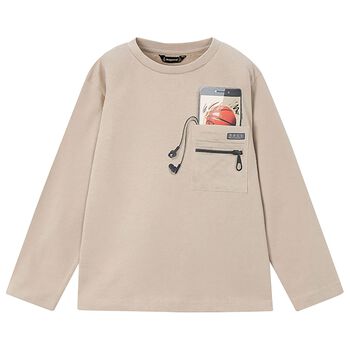 Boys Beige Long Sleeve Top