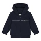 Baby Boys Navy Blue & White Logo Tracksuit Set, 2, hi-res