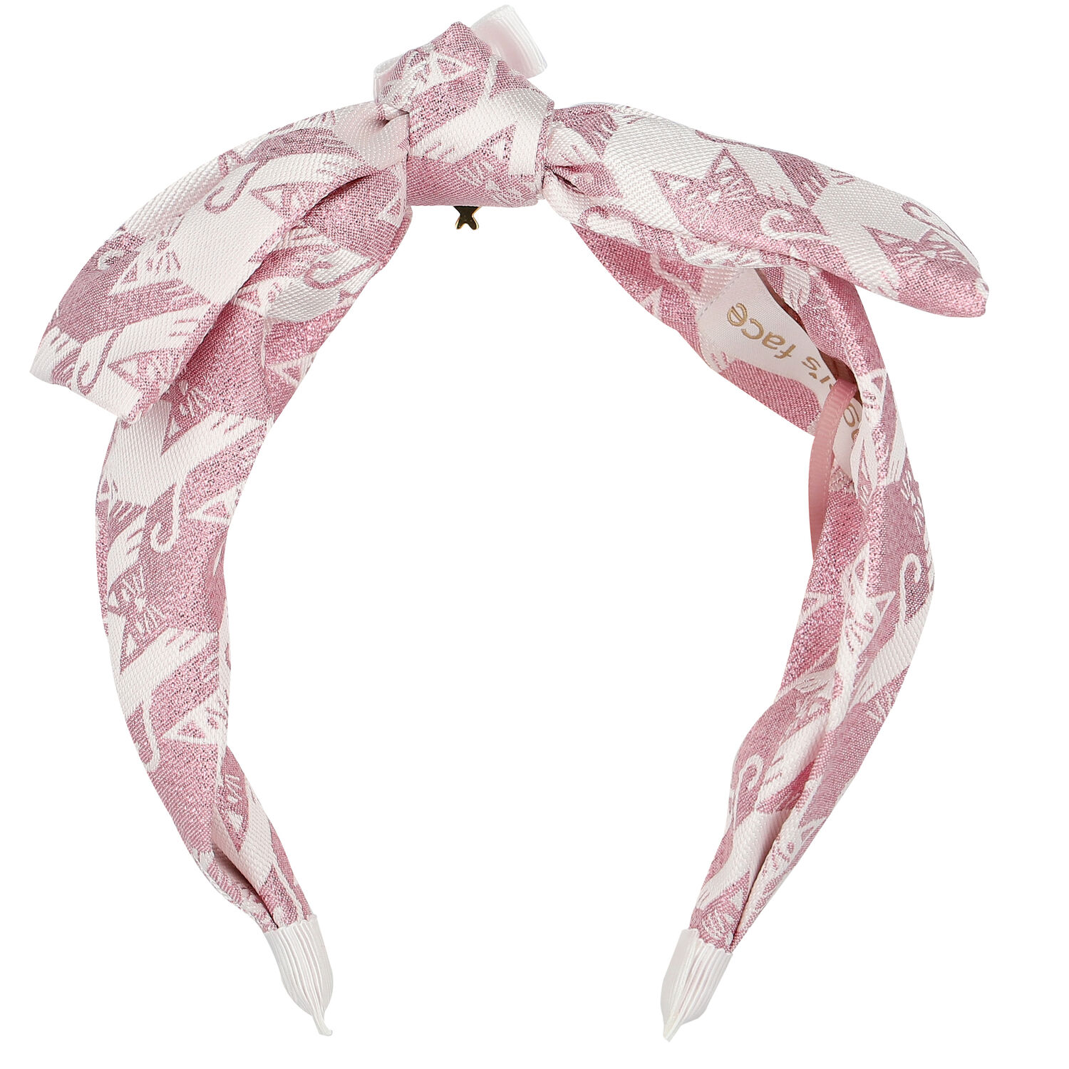 Girls Pink & White Bow Headband, 14, hi-res