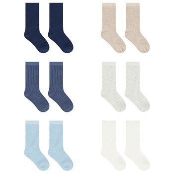 Baby Boys Blue & White Socks (6 Pack)