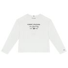 Girls White Logo Long Sleeve Top, 1, hi-res