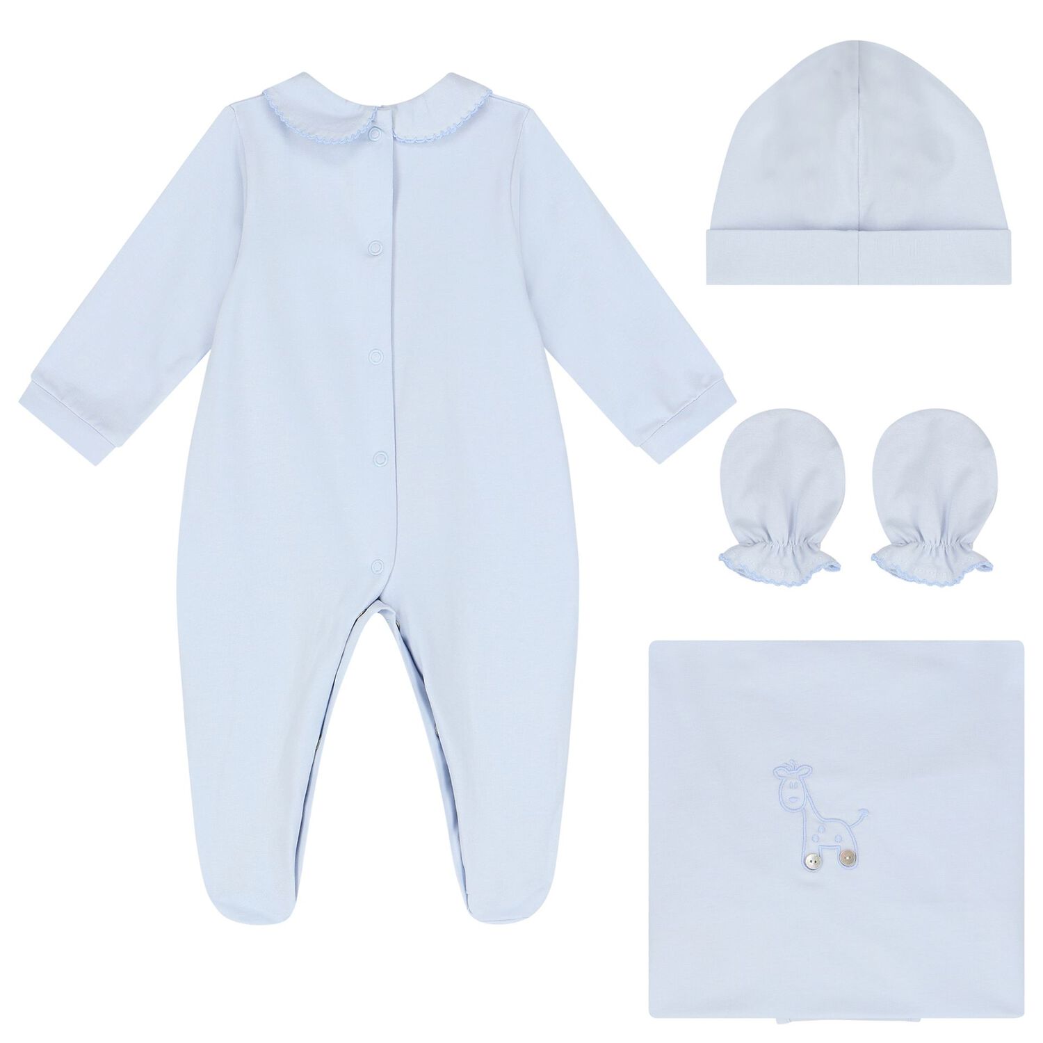 Baby Boys Blue Giraffe Babygrow Gift Set, 2, hi-res
