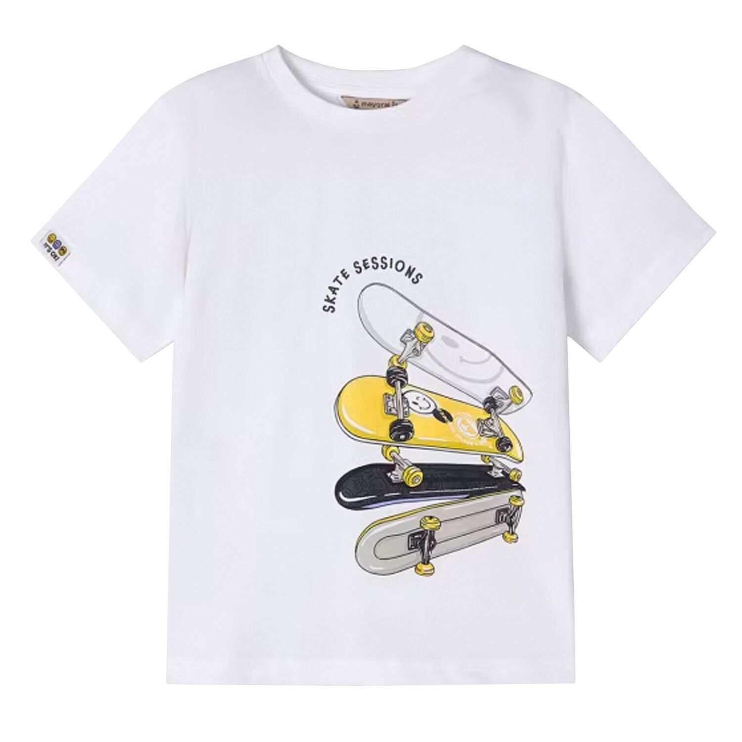 Boys White Skateboard T-Shirt, 1, hi-res image number null