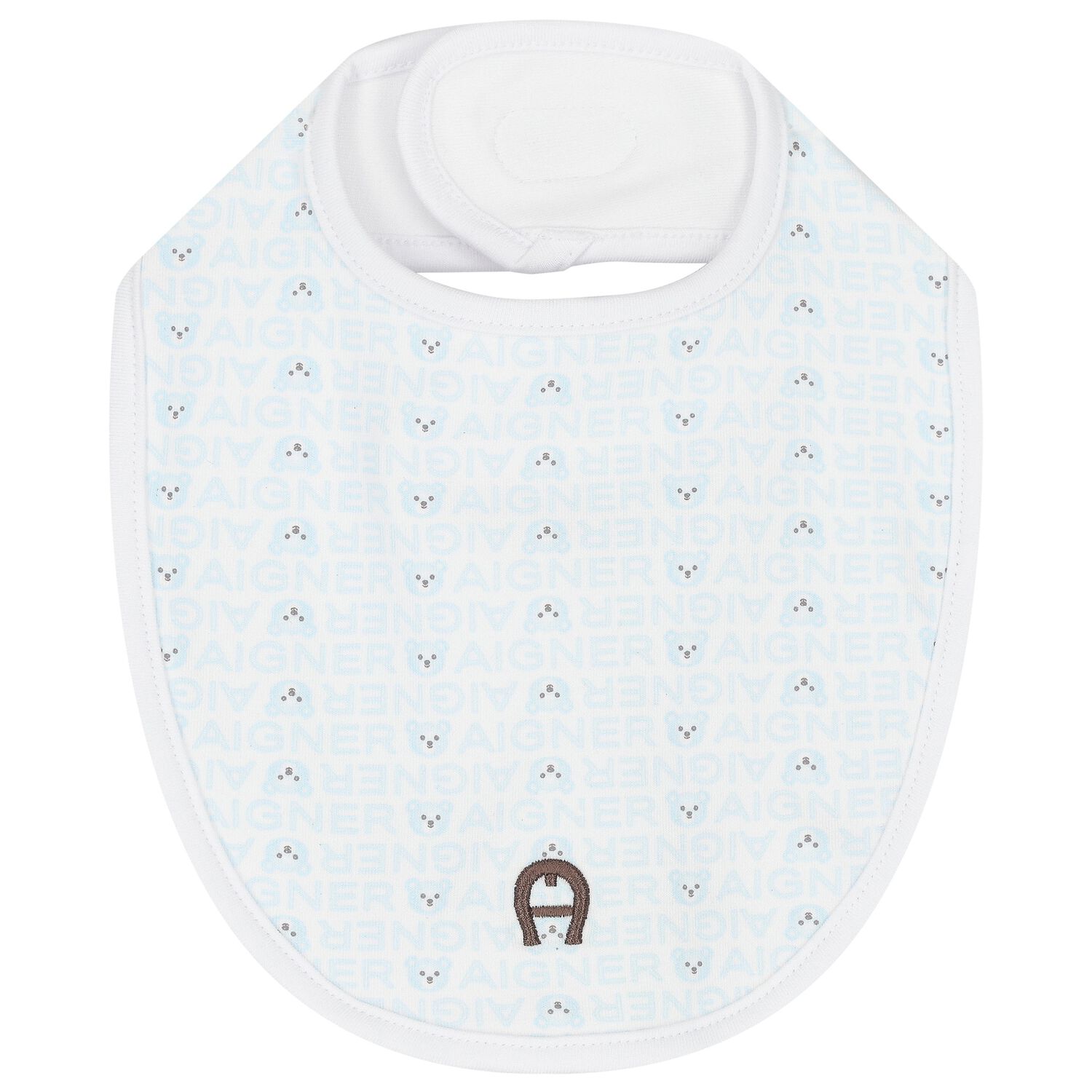 Baby Boys White & Blue Logo Bib, 2, hi-res