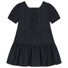 Girls Navy Blue Logo Stars Dress, 1, hi-res