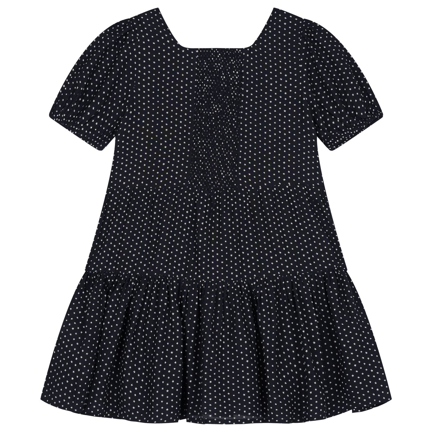 Girls Navy Blue Logo Stars Dress, 1, hi-res