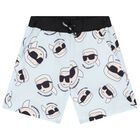 Boys White & Blue Ikonik Swim Shorts Set, 1, hi-res