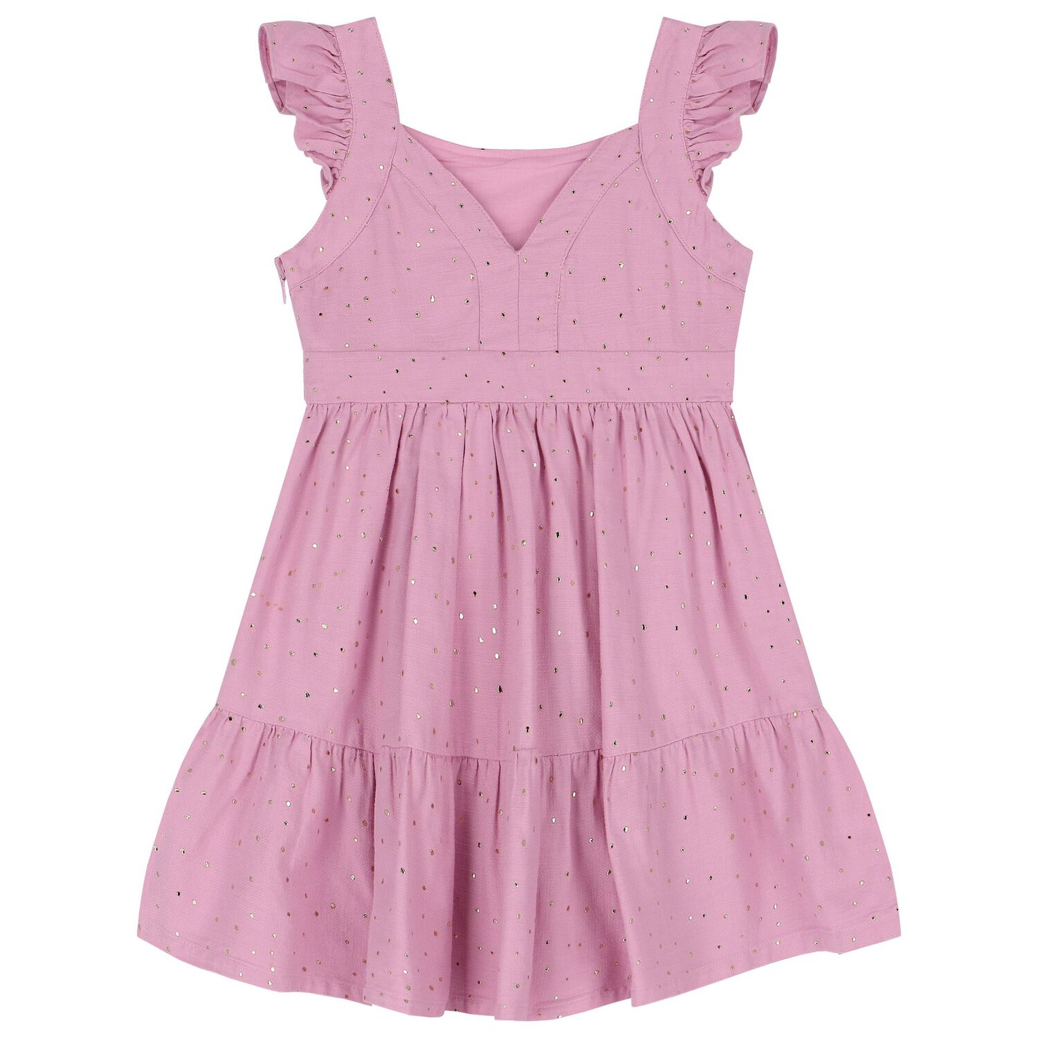 Girls Pink Flared Dress, 2, hi-res