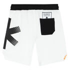Boys White Logo Shorts, 1, hi-res