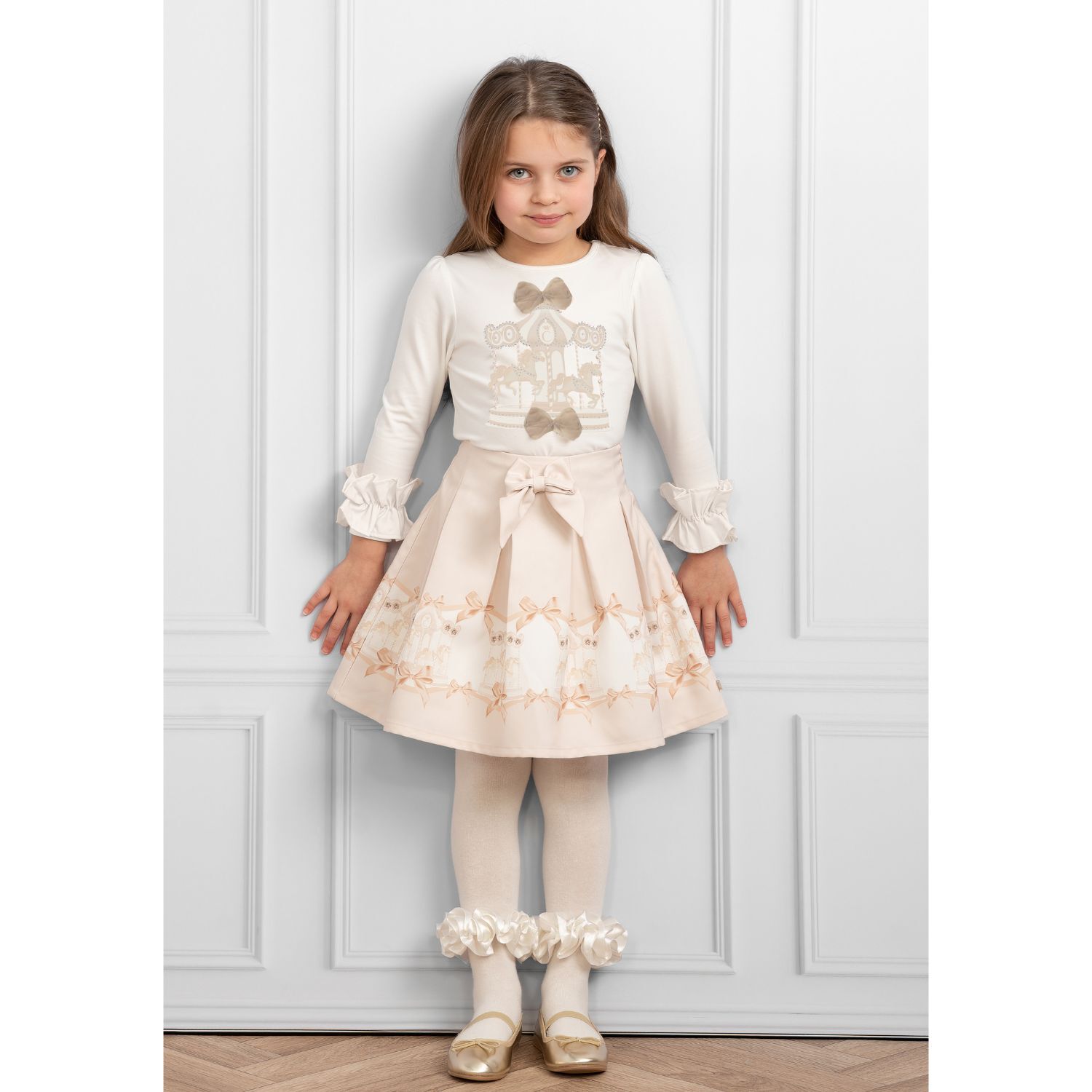 Girls Ivory Carousel Skirt Set, 2, hi-res