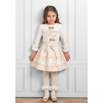 Girls Ivory Carousel Skirt Set