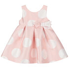 Younger Girls Polka Dots Pink Dress, 1, hi-res