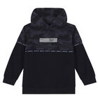 Boys Navy Camouflage Hooded Top, 1, hi-res