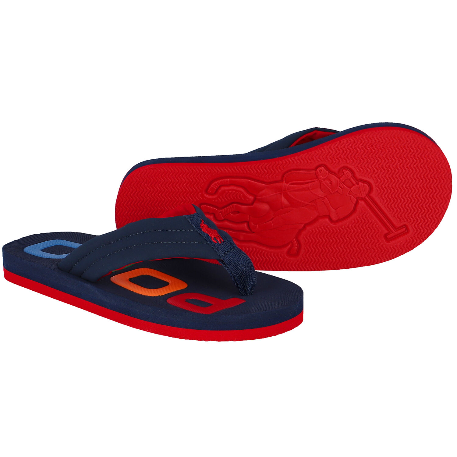 Boys Navy Blue Logo Flip-Flops, 1, hi-res image number null