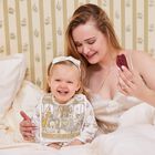 Baby Girls Ivory & Pink Carousel Carré Swaddle & Bib Gift Set, 1, hi-res