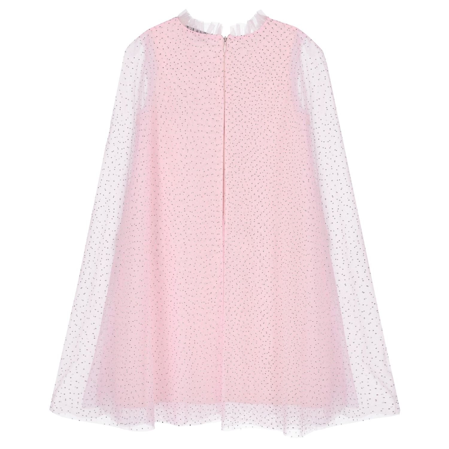 Girls Pink Chiffon Embellished Cape Dress, 1, hi-res image number null