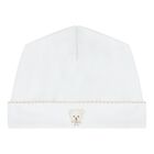 Baby White Teddy Embroidered Hat, 1, hi-res