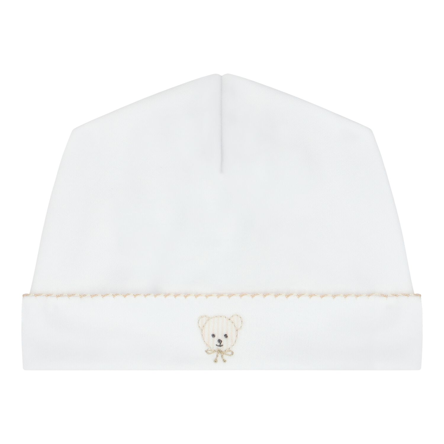 Baby White Teddy Embroidered Hat, 1, hi-res