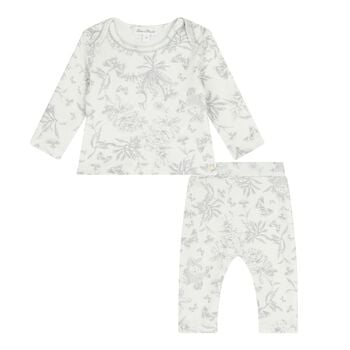 Grey & White Toile De Jouy Cotton Baby Pyjamas