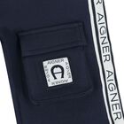 Younger Boys Navy Blue Logo Shorts, 1, hi-res