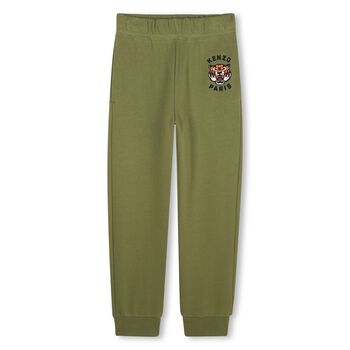 Boys Green Tiger Logo Joggers