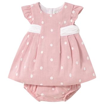 Baby Girls Pink & Ivory Dress Set