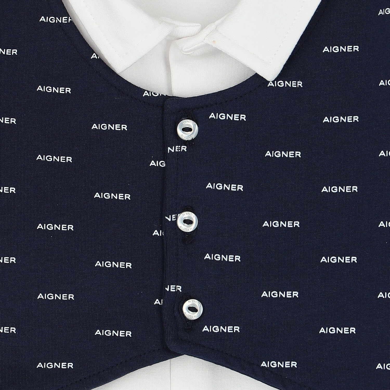 Baby Boys Navy Blue & White Logo Babygrow, 1, hi-res