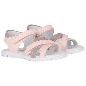 Girls Pink Logo Sandals