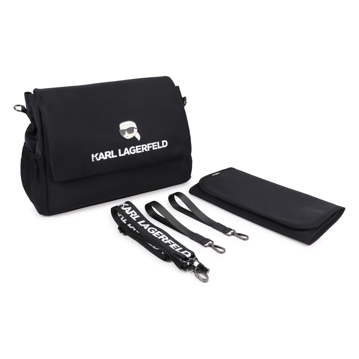 Black Ikonik Karl Logo Changing Bag, 1, hi-res