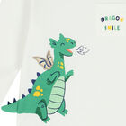 Younger Boys Ivory Dinosaur Long Sleeve Top, 1, hi-res